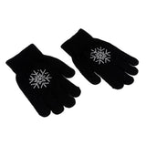 Maxbell Girls Women Kids Ice Skating Gloves Magic Stretch Glove Black Flower   L