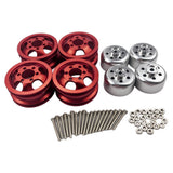 Maxbell 4 Pieces RC Model Car Metal Wheel Hubs for 1/16 JJRC Military Truck  Red