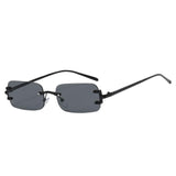 Maxbell Rectangle Rimless Sunglasses Colored Lens Decorative Cosplay Work Hip Hop Black