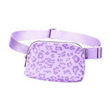 Maxbell Waist Pack Bag Adjustable Strap Wallet Fanny Pack for Hiking Outdoor Walking Leopard Print Violet