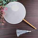 Max Chinese Court Style Blank Round Silk Fan for DIY Hand Painted Gift Gray