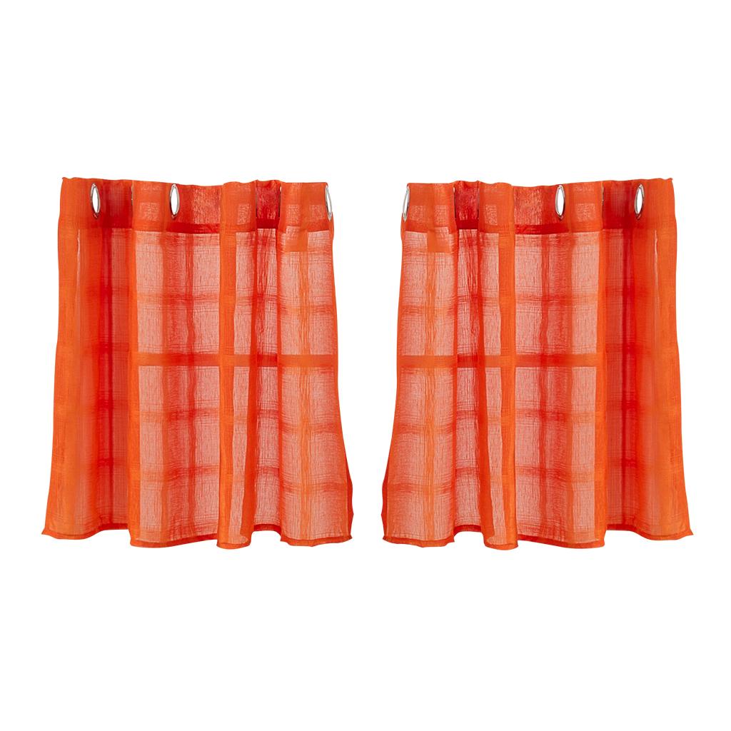 Max Window Voile Sheer Curtain Valance Tiers Orange 74x90cm