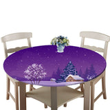 Max 48'' Round Table Cover Tablecloth Oil-Proof & Waterproof Snow Scenery