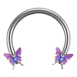 Maxbell Butterfly Eyebrow Lip Retainer Body Piercing Earring Nostril Jewelry Purple