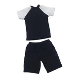 Maxbell 1/6 Male Short Sleeves T-shirt Shorts Set for 12'' Action Figure Black-white