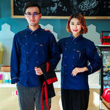 Maxbell Piping Chef Jacket Coat Uniform Long Sleeve Hotel Kitchen Apparel M Blue