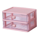 Maxbell Desktop Drawer Organizer Cosmetic Organiser Case for Dressing Table 2 Drawers Pink