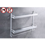 Max Aluminum Bathroom Shelf w/Towel Bar Shower Storage Wall Mount  Double Layer