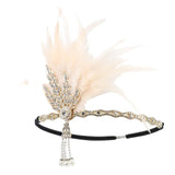 Maxbell Fascinator Headband Hair Chain Wedding Headdress Photo Props Costume Ball Aureate Skin