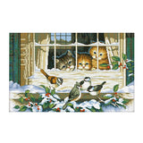 Maxbell Stamped Cross Stitch Kits 11CT Aida Cloth DIY Needle Crafts Lovely Life -- Cute Kitten & Bird Pattern