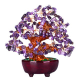 Max Mini Crystal Money Tree Bonsai Style Feng Shui Tree Home Office Decor Purple