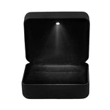 Maxbell Ring Box with Light Square Wedding Ring Case Dimension 7.5cmx7.5cmx4.2cm Black