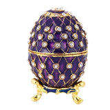 Maxbell Purple Easter Egg Jewelry Box Enamel Trinket Holder Desk Decor Keepsake