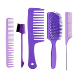 Maxbell 1Set Salon Hair Styling Plastic Barbers Brush Combs Set Purple