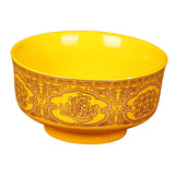 Maxbell Porcelain Tribute Bowl Buddha Supplies Family Temple Tabletop Handmade Yellow with Word