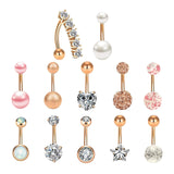 Maxbell 12Pcs Belly Button Rings Piercing Jewelry Body Belly Ring Dangle for Women