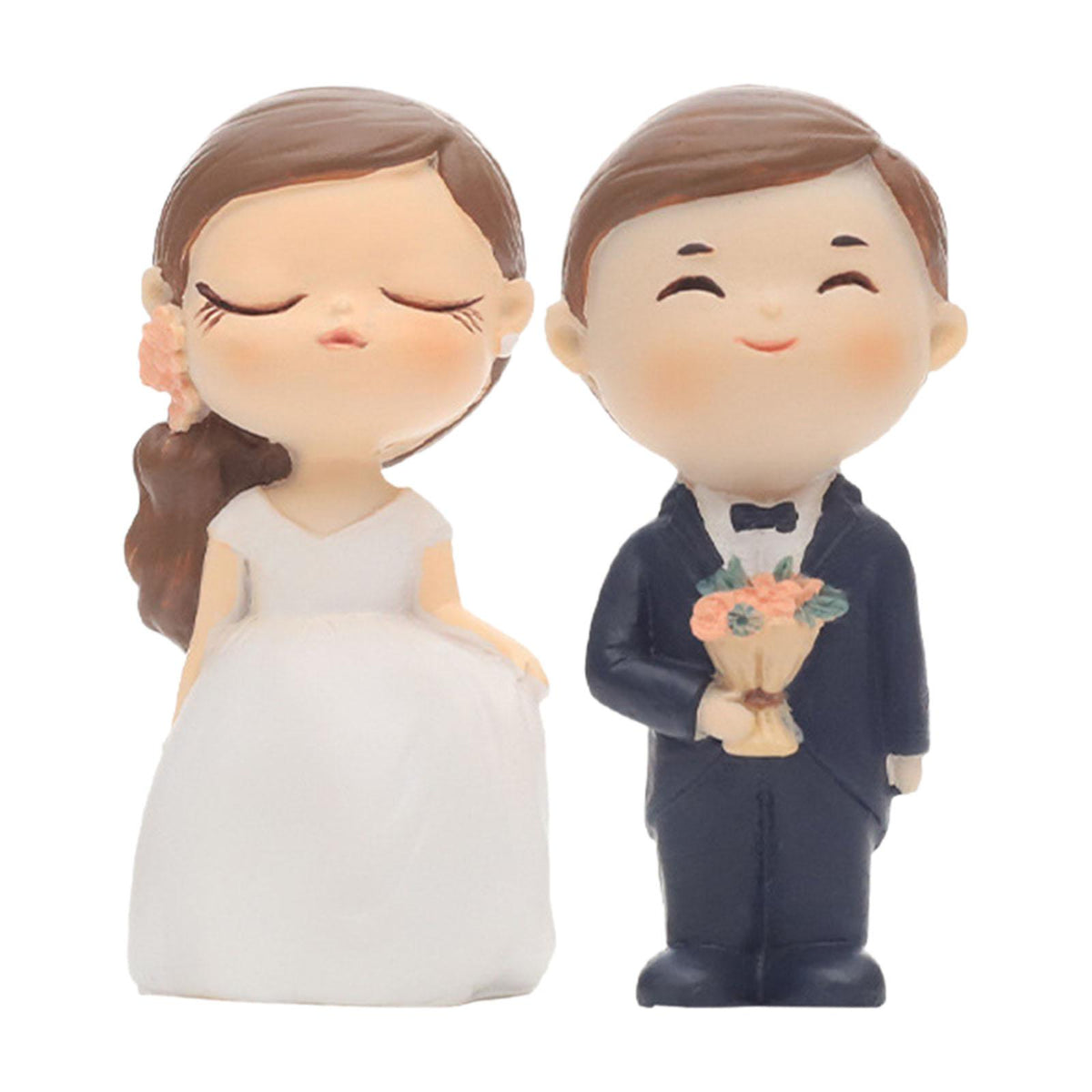 Maxbell Wedding Cake Topper Decorative Groom Bride Sculpture for Celebration Prom Black Suit