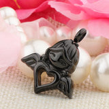 Maxbell Stainless Steel Angel Wings Heart Urn Necklace Pendant Ashes Keepsake Black