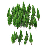 Maxbell 50x Train Scenery Mixed Miniature Trees for Layout Accessories DIY Material Cypress Tree