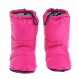 Maxbell White Goose Down Slippers Winter Warm Camping Tent Foot Booties Rose Red L