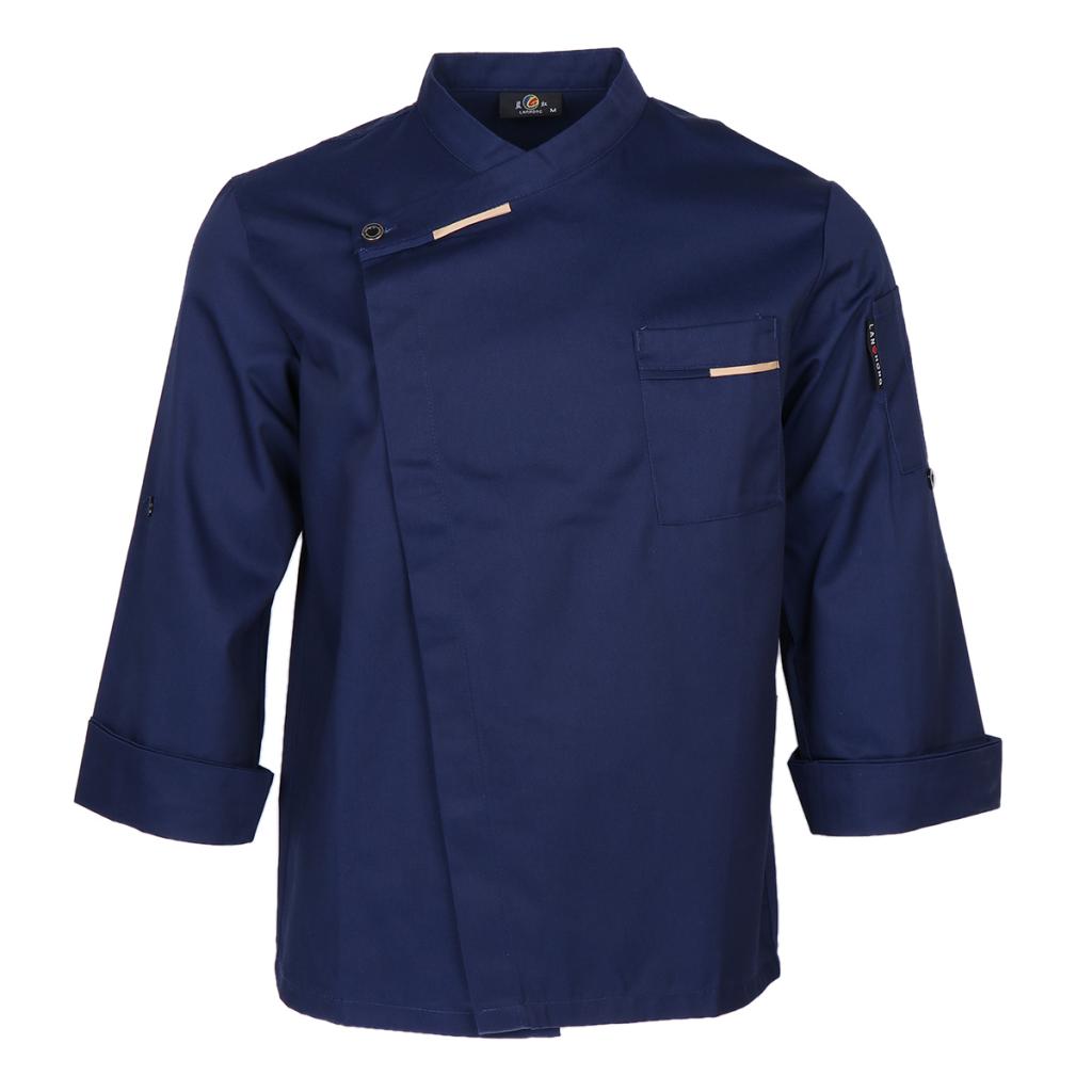 Max Maxb Unisex Chef Jackets Coat Long Sleeves Shirt Kitchen Uniforms Dark Blue L