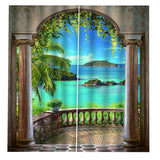 Max Waterproof 3D Curtain Digital Printing Light Reducing Drapes for Bedroom F