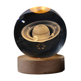 Maxbell Crystal Ball Night Lamp Bedside Lamp with Wooden Base for Desk Bedroom Decor 8cm round ball