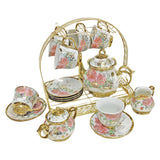 Maxbell Ceramic Cups and Saucers Set Floral for Afternoon tea Party Living Room rose