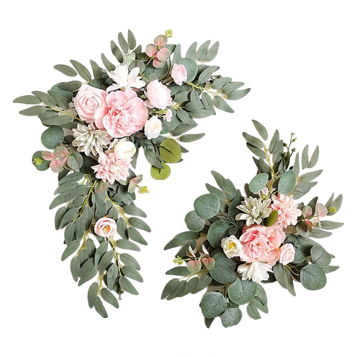 Maxbell 2 Pieces Artificial Wreath Home Decor Front Door Ornament Flower Swag Window Style H