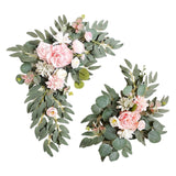 Maxbell 2 Pieces Artificial Wreath Home Decor Front Door Ornament Flower Swag Window Style H