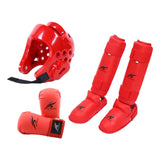Maxbell Taekwondo Sparring Gear Set with Shin Guards Footgear for Taekwondo Sparring Red L
