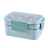 Maxbell 2 Layer Stainless Steel Bento Box Food Container for Outdoor Camping Hiking  Blue