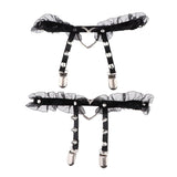 Maxbell Women Heart Decor Sexy Garters Adjustable Leg Strap Garters Suspenders Black
