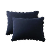 Max 2 Pcs Purely Solid Color Sofa Bed Throw Pillow Cover 51x92cm Dark Blue