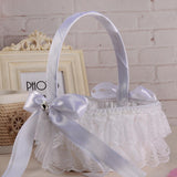 Max Lace Ribbon Fresh Sweet Romance Flower Basket Flower Girl Basket White