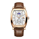Max Classic Rectangle Dial Leather Band Men Automatic Quartz Watch White 2
