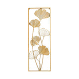Maxbell Metal Wall Decor Sculpture Corridor Farmhouse Leaves Wall Art Line Drawing Ginkgo Biloba Left