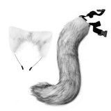Maxbell Fox Ears and Tail Cat Ear Headband Headwear for Party Prom Halloween Gray