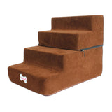 Maxbell Dog Steps Stair Dog Ramp Ladder Removable Cover Wide for Indoor Cats Couch Brown