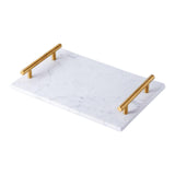 Maxbell Nordic Style Gold-Plated Handle Marble Storage Tray Bathtub Tray Sushi Plate White