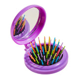Maxbell Comb with Mirror Round Small Mirror Comb Round Travel Hair Brush with Mirror Violet