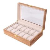 Maxbell Watch Box Wooden Display Case Organizer 12 Slot Fraxinus mandshurica Grain