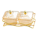 Maxbell Compartment Appetizer Food Display Dish Platter with Lid for Party Nuts Home Brown