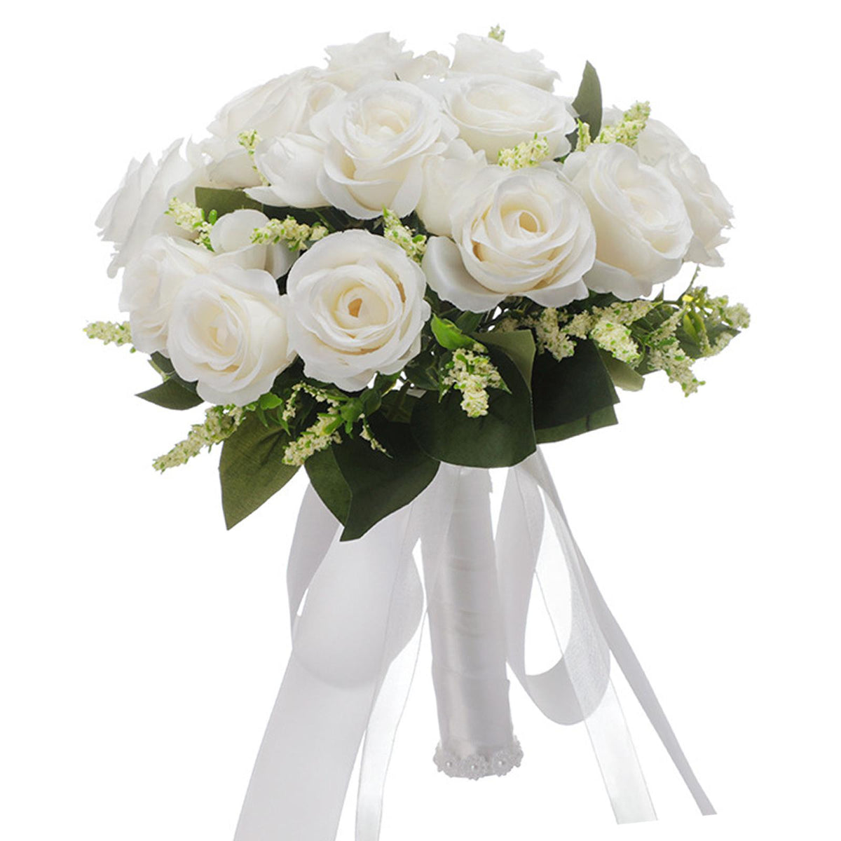 Maxbell Artificial Flowers Handmade Bouquet Wedding Bouquet for Church Supplies White