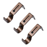 Max Set of 3Pcs Adjustable Metal Curtain Pole Rod Wall Bracket Hook Holder Brown