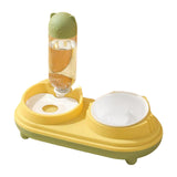 Maxbell Drinking Fountain Practical Tilted Cat Food Bowl for Rabbit Small Medium Dog Yellow