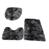 Maxbell 3Pcs bath Mats Set with Toilet Lid Cover Absorbent for Bathtubs Tub black and grey