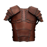 Maxbell Medieval Vest Armor PU Retro W/ Shoulder Guard for Party Role Play Halloween Deep Brown