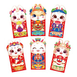 Maxbell 6 Pieces Chinese New Year Red Envelopes Chinese Hongbao Paper for Party Style B