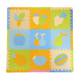 Max 9Pieces PE Foam Puzzle Exercise Mat Interlocking Floor Tiles Fruit Blue